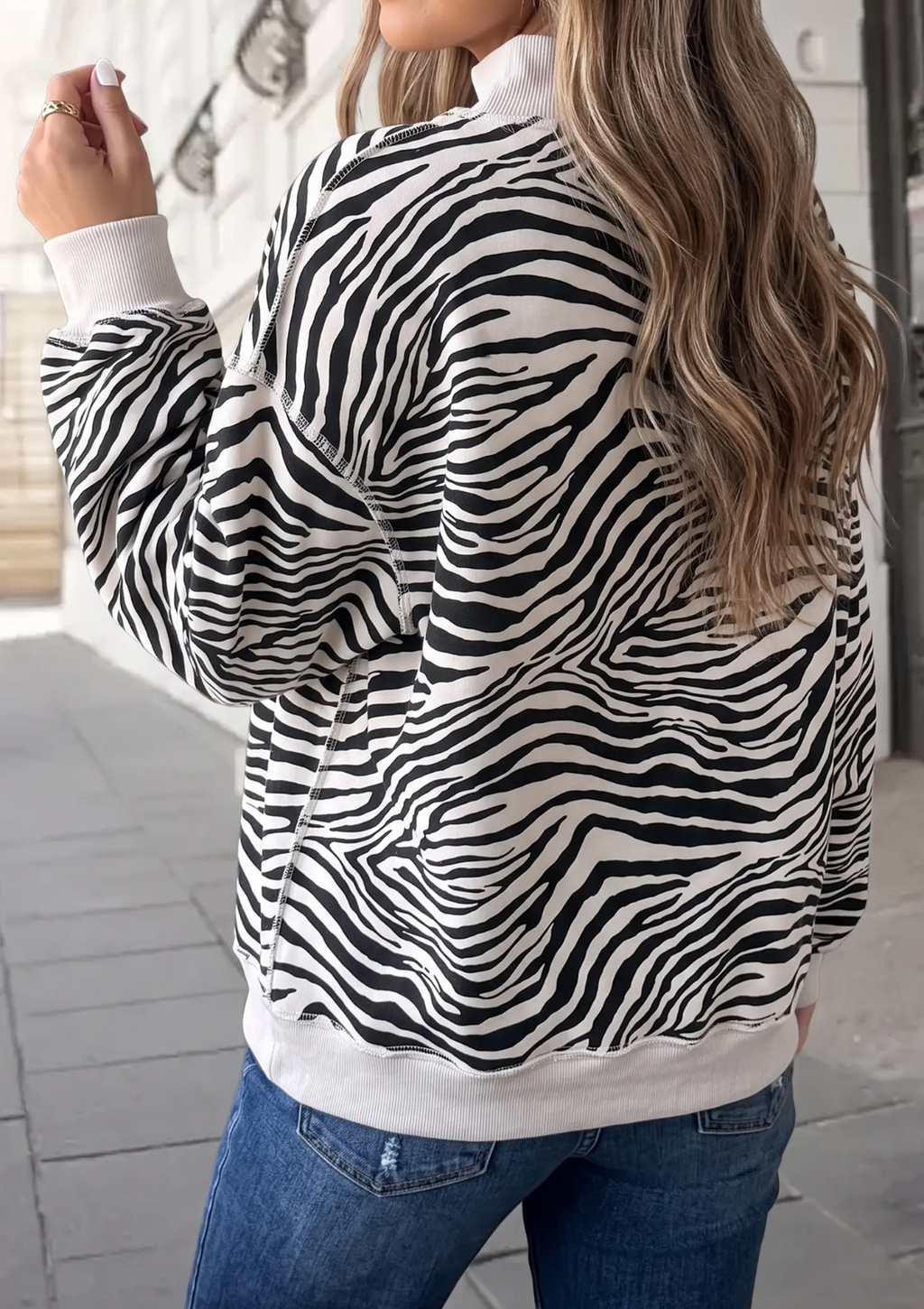 Zebra Mock Neck